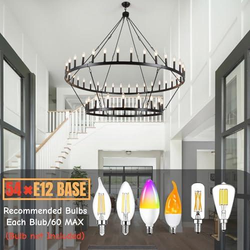 60 inch Black Extra Large Wagon Wheel Chandelier