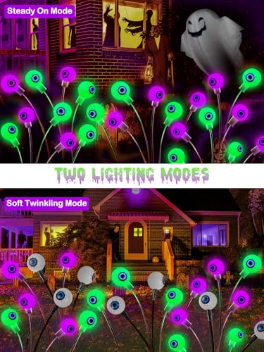 6 Pack Solar Halloween Decorations Outdoor 36 LED Solar Eyeball Lights (6 Count)