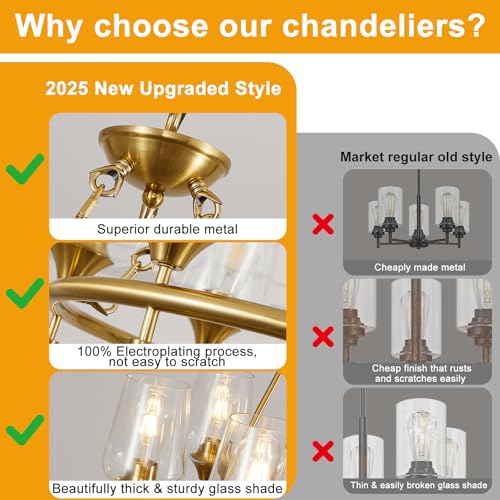25" Gold Chandelier for Dining Room