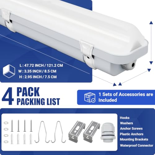 4FT LED Vapor Tight Light 60W (4 Count)