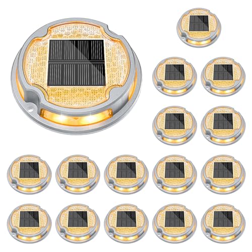 Solar Driveway Deck Dock Marine Lights 2 Colors Modes (16 Count)