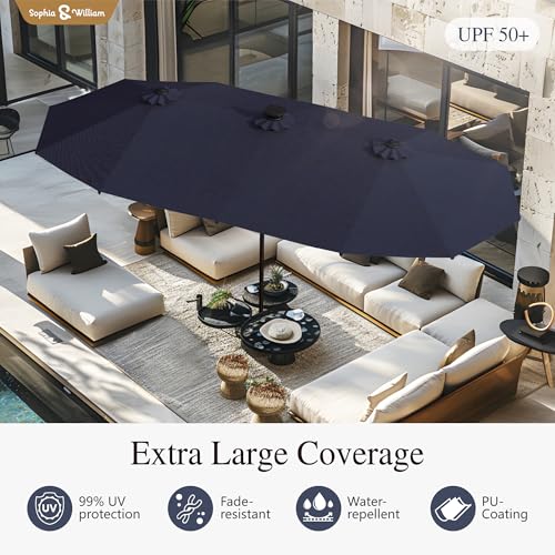 13ft Outdoor Patio Umbrella with Solar Lights