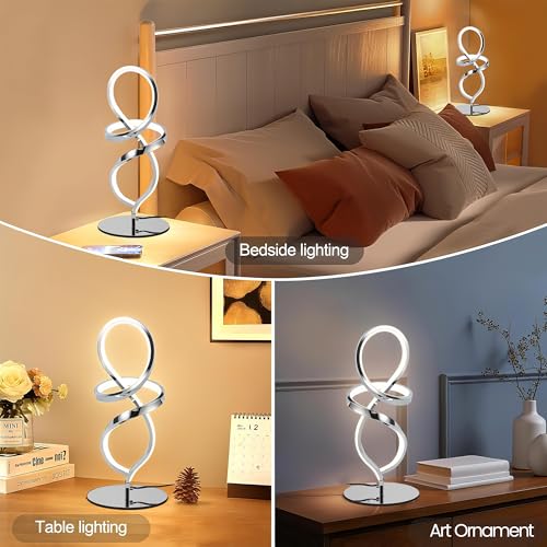 Modern Small Table Lamp with LED Spiral Design