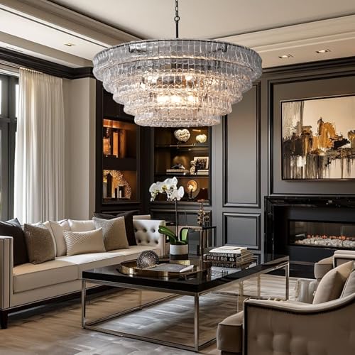 47 Inch Round Chandelier Clear Glass