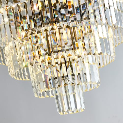 Large Crystal Chandelier 30'' Modern Black Dining Room Light Fixture