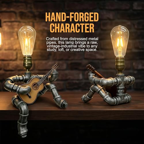 Steampunk Guitar Pipe Robot Table Lamp