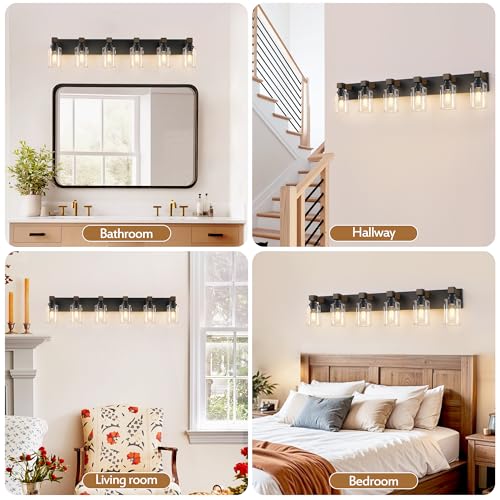Farmhouse 6 Light Bathroom Vanity Light Fixtures