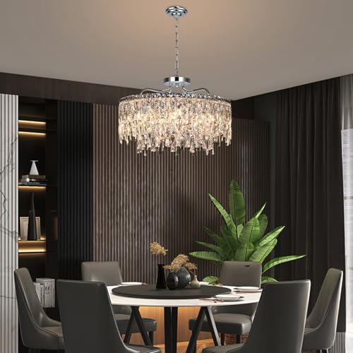 24" 8 Lights Luxury Crystal Chandeliers for Dining Room