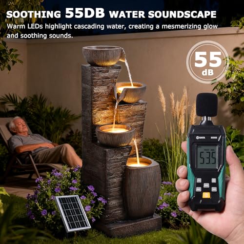 38.2" Tall Solar Powered Water Fountain for Outdoor