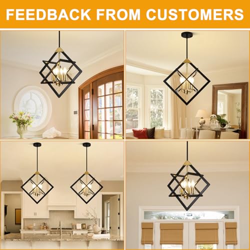 18" Modern Black and Gold Chandelier