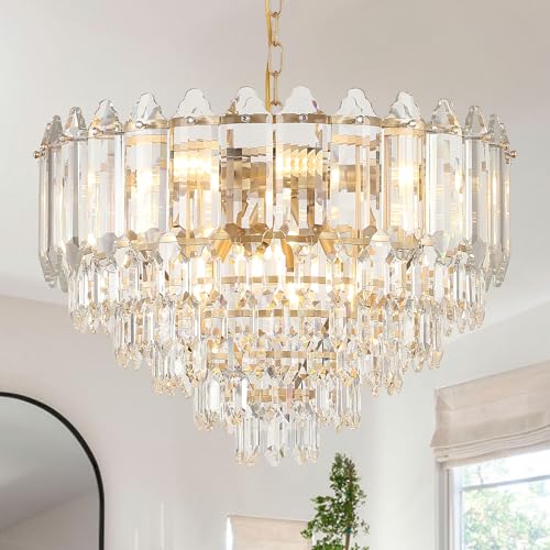 Modern Crystal Chandelier Gold 24" K9 Crystal Chandelier 6