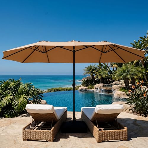 15FT Large Double Sided Patio Umbrella with Base Included