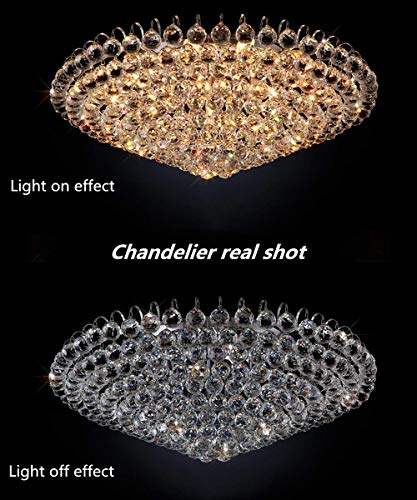 Luxury Crystal Chandelier Flush Mount 31.5" Modern Minimalist Design Pendant 15
