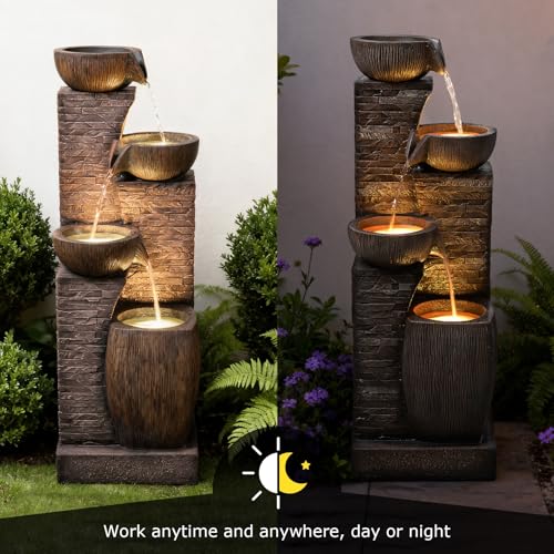 38.2" Tall Water Fountain Outdoor Garden Modern Fountains