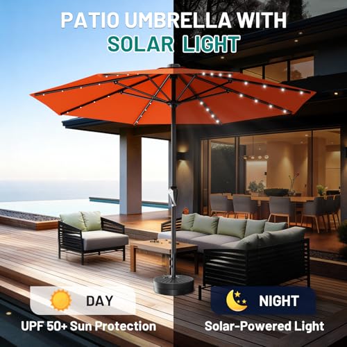12FT Large Patio Umbrella with Solar Lights