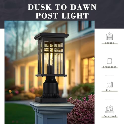 12.2 Inch Lamp Posts Outdoor Lighting with Clear Glass