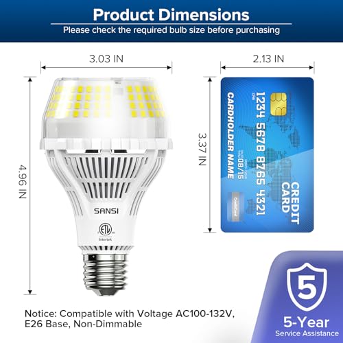 Super Bright LED Light Bulbs 3000 Lumens 5000K Daylight E26 A21 2Pack (2 Count)