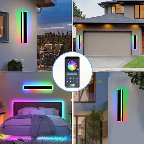 2 Pack 32 Inch Long Outdoor RGB Wall Light Waterproof IP65
