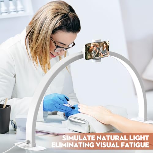 Foldable Half Moon Nail Desk Lamp with Phone Holder