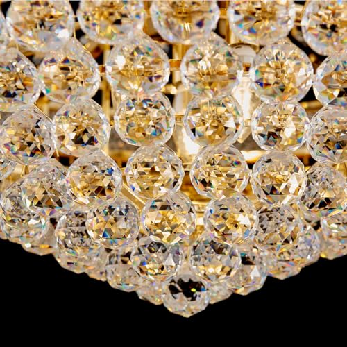 19 Lights High Ceiling Chandelier Modern Gold Crystal Chandeliers Large Foyer Chandelier Fixtures for Staircase Living Room Hallway Entryway