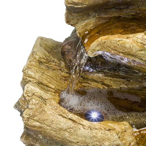 TZL226 Outdoor 4 Tier Log Tree Trunk Waterfall Floor Fountain with LED Lights