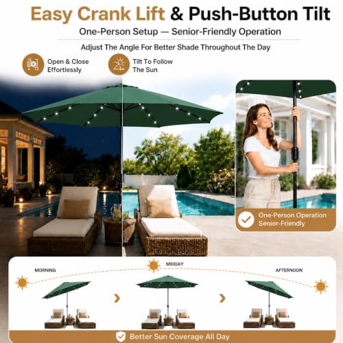 9FT Solar Patio Umbrella w