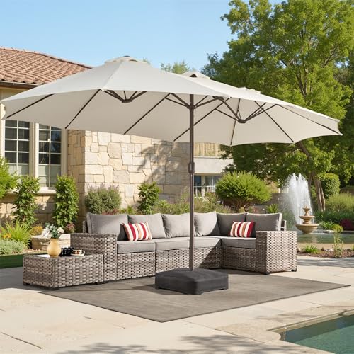 15 Ft Double Head Umbrella Outdoor Patio With Base