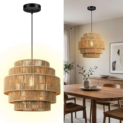 5 Tier Rattan Chandelier Light