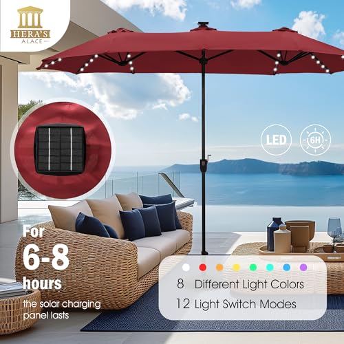 13 ft Patio Umbrella with 120 LED Solar Lights Outdoor Umbrella