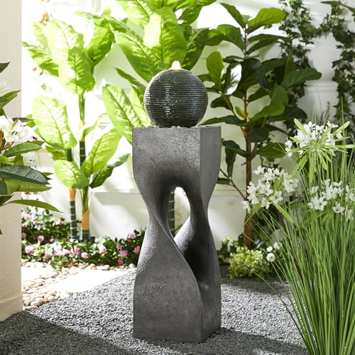 Modern Geometric Outdoor Water Fountain with LED Light