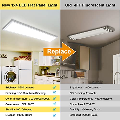 6 Pack 1x4 LED Flat Panel Light Surface Mount White (6 Count)