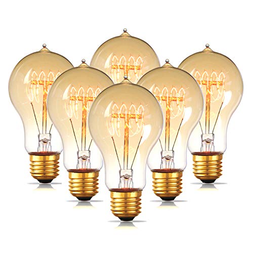 6 Pack Edison Light Bulb 60 Watt Dimmable A19 Vintage Warm Bulb (6 Count)