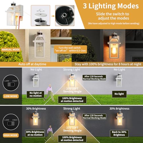 Porch Lights with GFCI Outlet Dusk to Dawn Outdoor Lighting White 2Pack