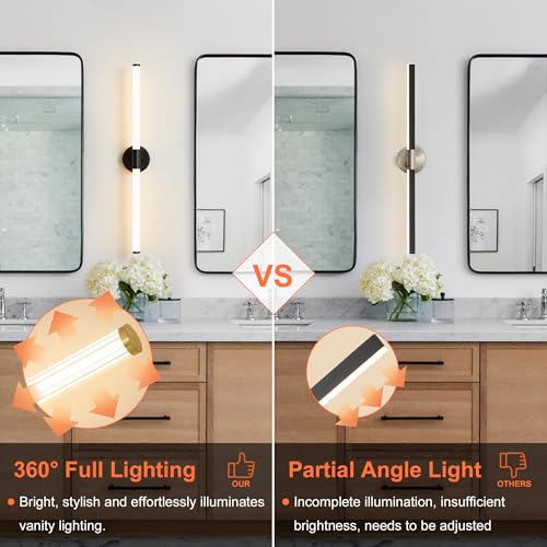 Wall Sconces Set of 2 Hardwired LED Vanity Light Black 31" (2 Count)