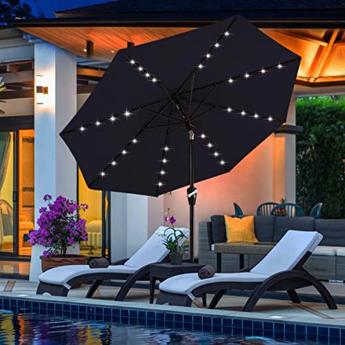Solar Led Patio Umbrella with 32 Lights 9FT