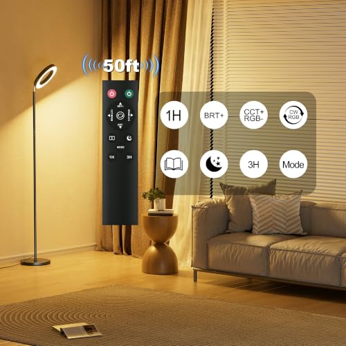 2 in 1 RGB LED Floor Lamp with Remote (Black-Double Sided)