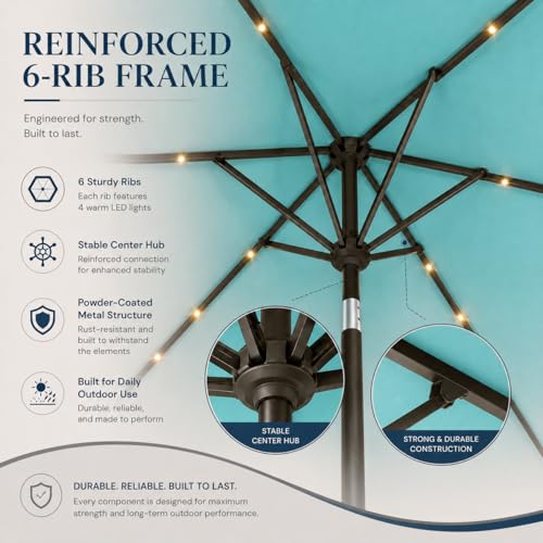 6.5 x 10ft Rectangular Patio Umbrella with Solar Lights