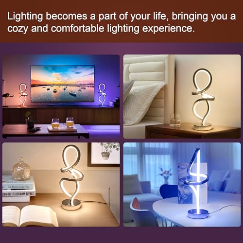RGB Modern Small Table Lamp with LED Spiral Design