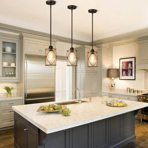 Glass Pendant Lights Kitchen Island 3 Pack (3 Count)
