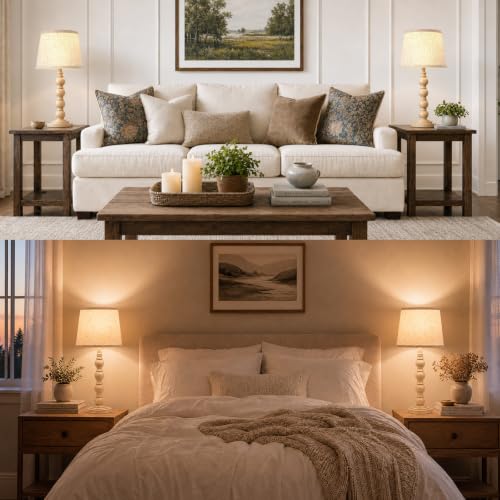 Farmhouse Table Lamps Set of 2 (Beige)