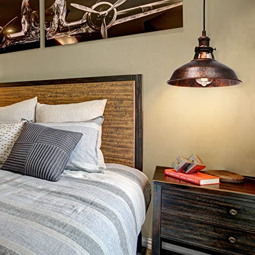 Industrial Barn Pendant Light Farmhouse Hanging Lighting Small Chandelier Fixture 10.6in Vintage Ceiling Lamp for Kitchen
