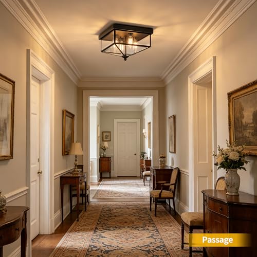 Farmhouse Style Square Flush Mount Ceiling Light