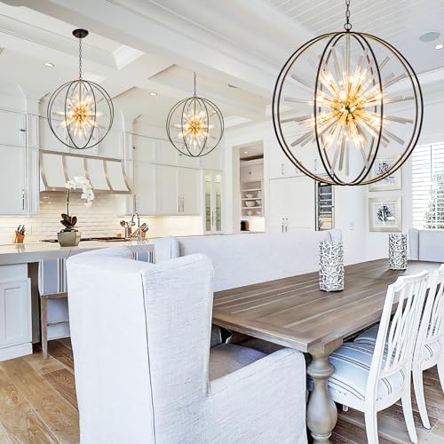 Modern Black and Gold Sputnik Chandelier for Living Room