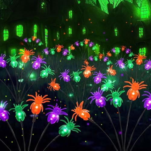 Solar Halloween Decorations Outdoor 6 Pack Spider Solar Garden Lights (6 Count)