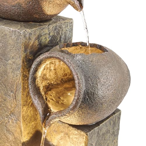 GIL140 43" Tall Indoor Outdoor Pottery Fountain with Replaceable LED Lights