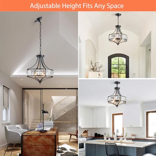 Black Crystal Chandeliers for Dining Room