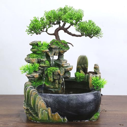 11 Inch Tabletop LED Waterfall Fountain with Mist Effect