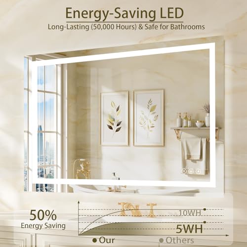 36"x55" LED Bathroom Mirror with Lights