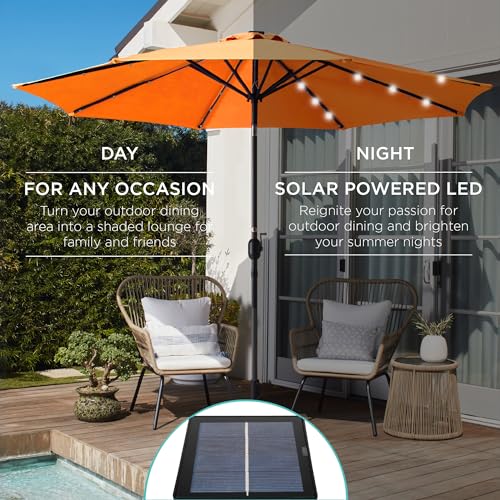 10ft Solar Polyester LED Lighted Patio Umbrella w