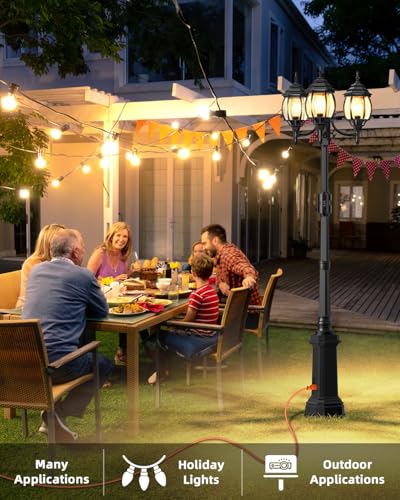 3 Head Motion Sensor Outdoor Post Lights with GFCI Outlet Built in
